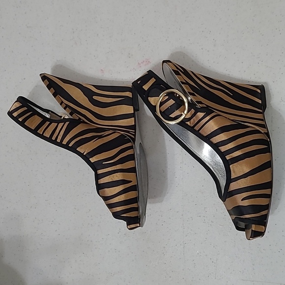 Jessica Simpson PENN opentoe animal print slingback platform wedges size 8.5 - Picture 2 of 11